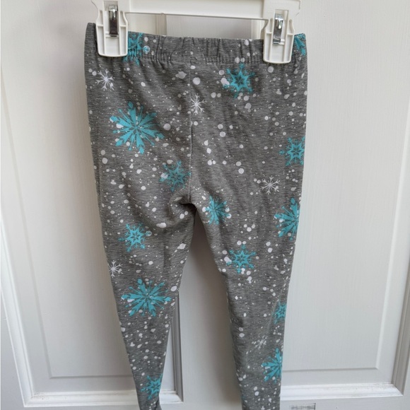 Frozen II 3T Girls Snowflake Print Gray & Blue Elsa Leggings Pants - Picture 3 of 5